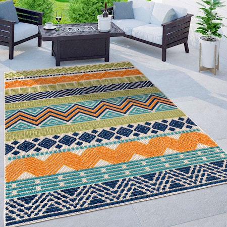 World Rug Gallery Modern Bohemian Indoor/Outdoor Area Rug 5'x7' Multi Area Rug 5559MULTI5X7